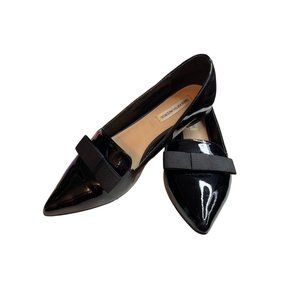 Saks Fifth Avenue Patent Leather Bow Slip on Flats